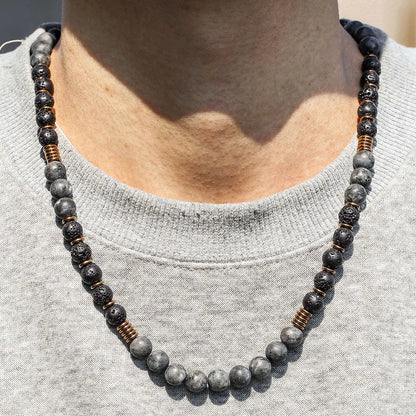 Black Stone Bead Necklace – Trendy Minimalist Jewelry for Men – Elegant Men's Accessory | Accessorio Uomo Elegante