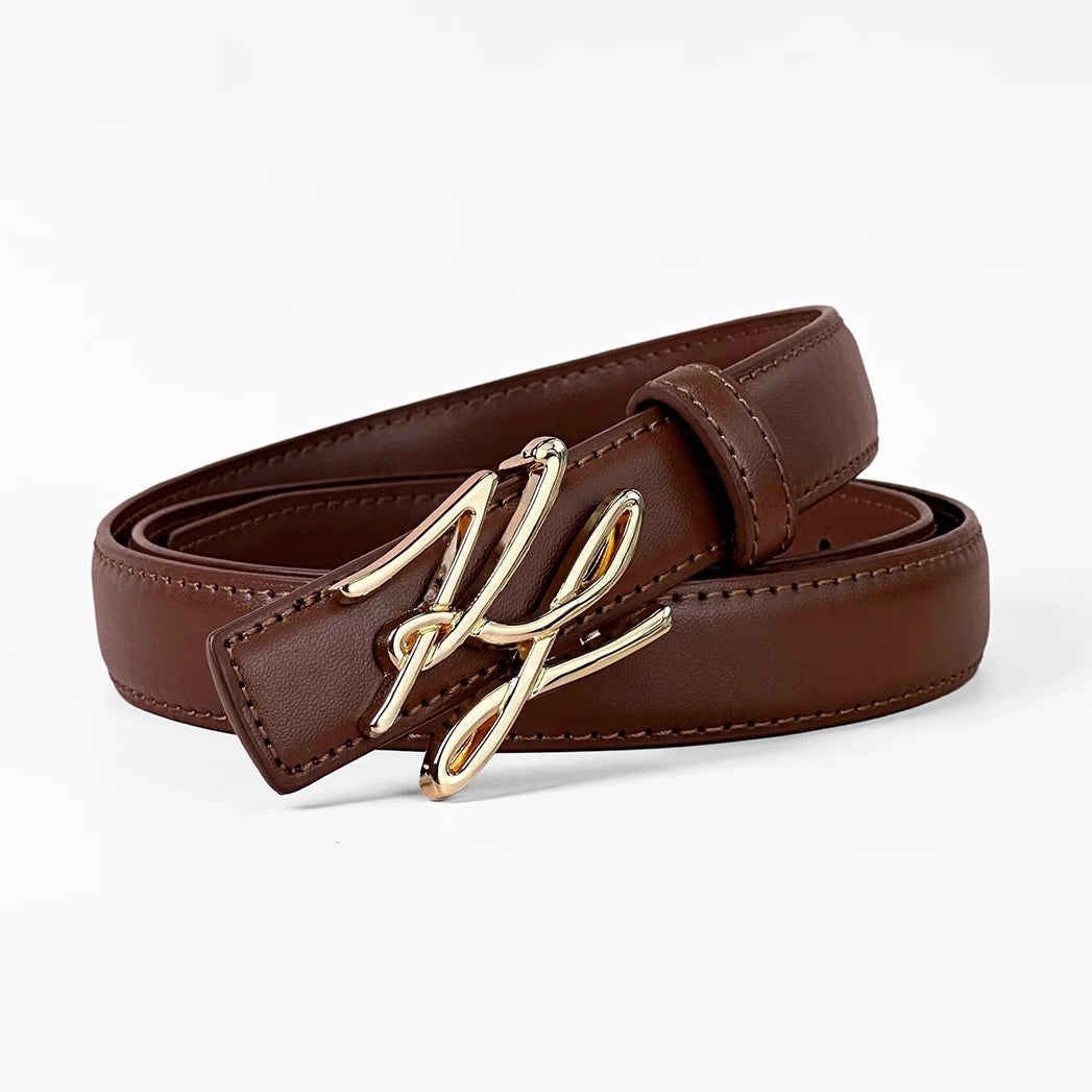 DRAVEN — Women's PU Leather Belt Linear Letter Alloy Buckle