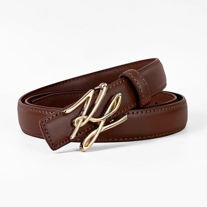 Women's PU Leather Belt Linear Letter Alloy Buckle – Elegant Men's Accessory | Accessorio Uomo Elegante