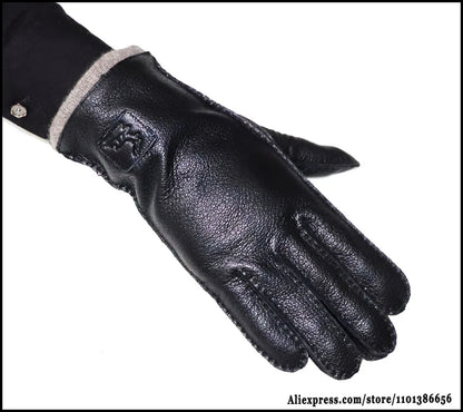 High-End Deerskin Leather Gloves – Unisex Luxury Winter Style
