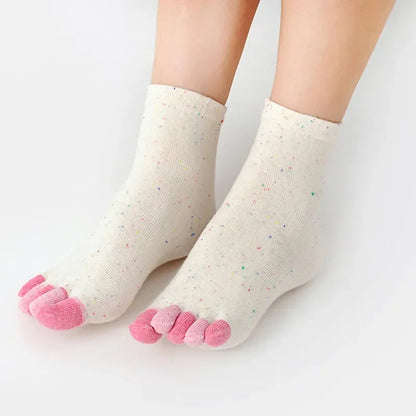 Women's Five Toe Socks – Soft Cotton Colorful Mid Tube