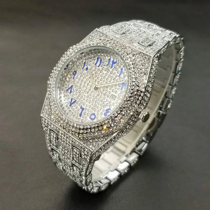 Ice Reign – Men’s Silver Steel Watch with Crystal Detailing – Elegant Men's Accessory | Accessorio Uomo Elegante