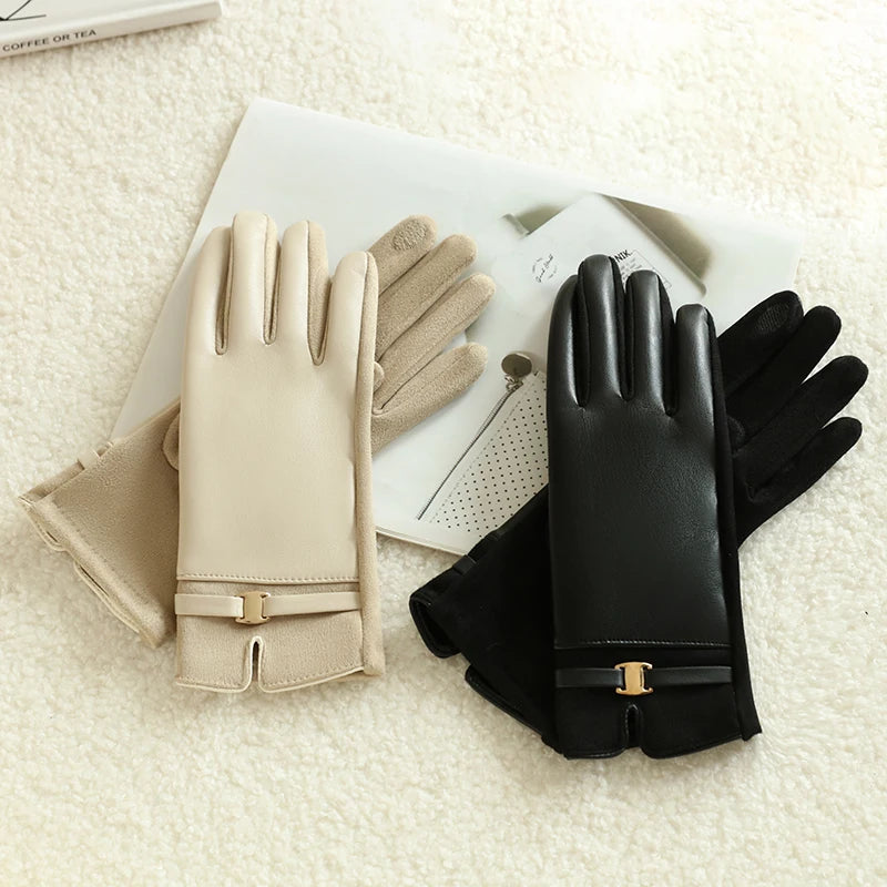 DRAVEN — Fleece-Lined PU Gloves – Women’s Elegant Winter Style