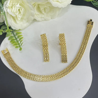 18K Gold Plated Jewelry Set – Necklace, Earrings & Bracelet for Women