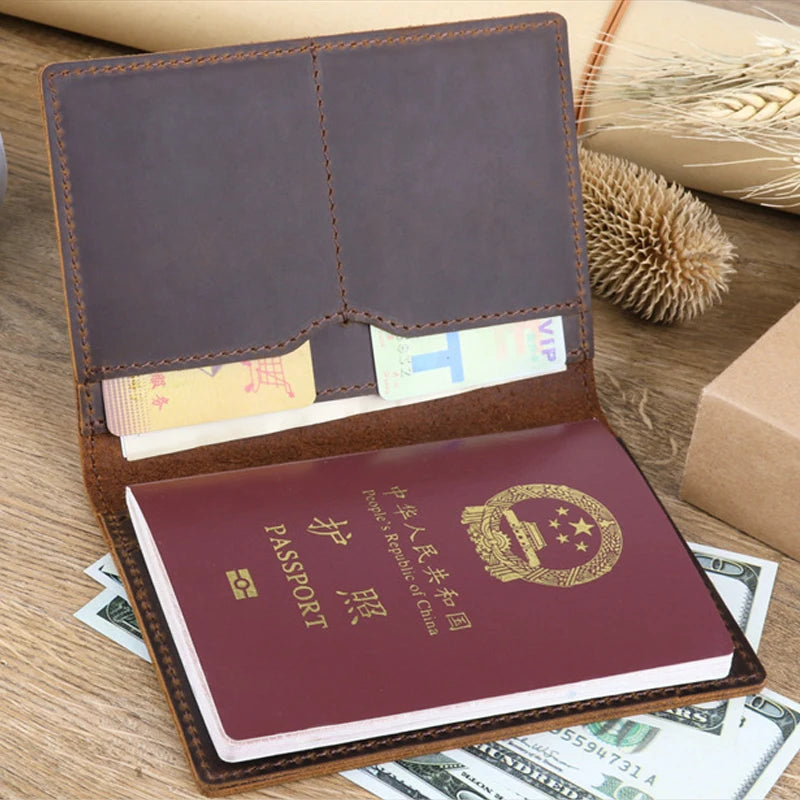 Genuine Leather Passport Wallet Unisex Vintage Cowhide – Elegant Men's Accessory | Accessorio Uomo Elegante