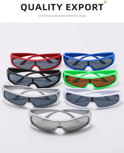 Monoblock Wrap Sunglasses – Futuristic Punk Style – Elegant Men's Accessory | Accessorio Uomo Elegante