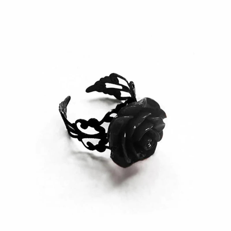 DRAVEN — Gothic Red Rose Adjustable Ring