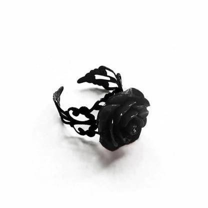 Gothic Red Rose Adjustable Ring – Elegant Men's Accessory | Accessorio Uomo Elegante