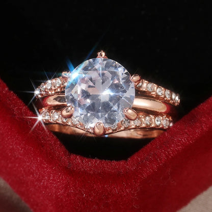 Rose Gold Six Claw Zircon Ring – Elegant Men's Accessory | Accessorio Uomo Elegante