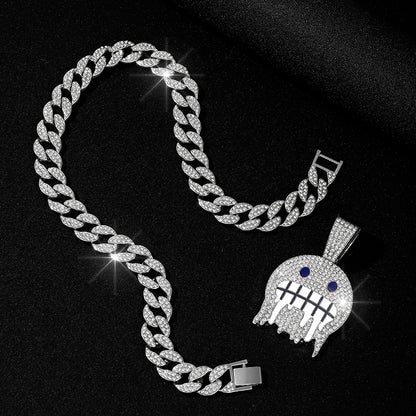 15mm Cuban Chain Necklace with Cold Face Pendant – High-Polish Finish – Elegant Men's Accessory | Accessorio Uomo Elegante