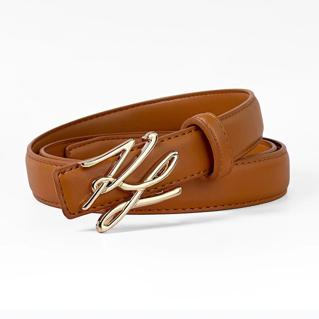 DRAVEN — Women's PU Leather Belt Linear Letter Alloy Buckle