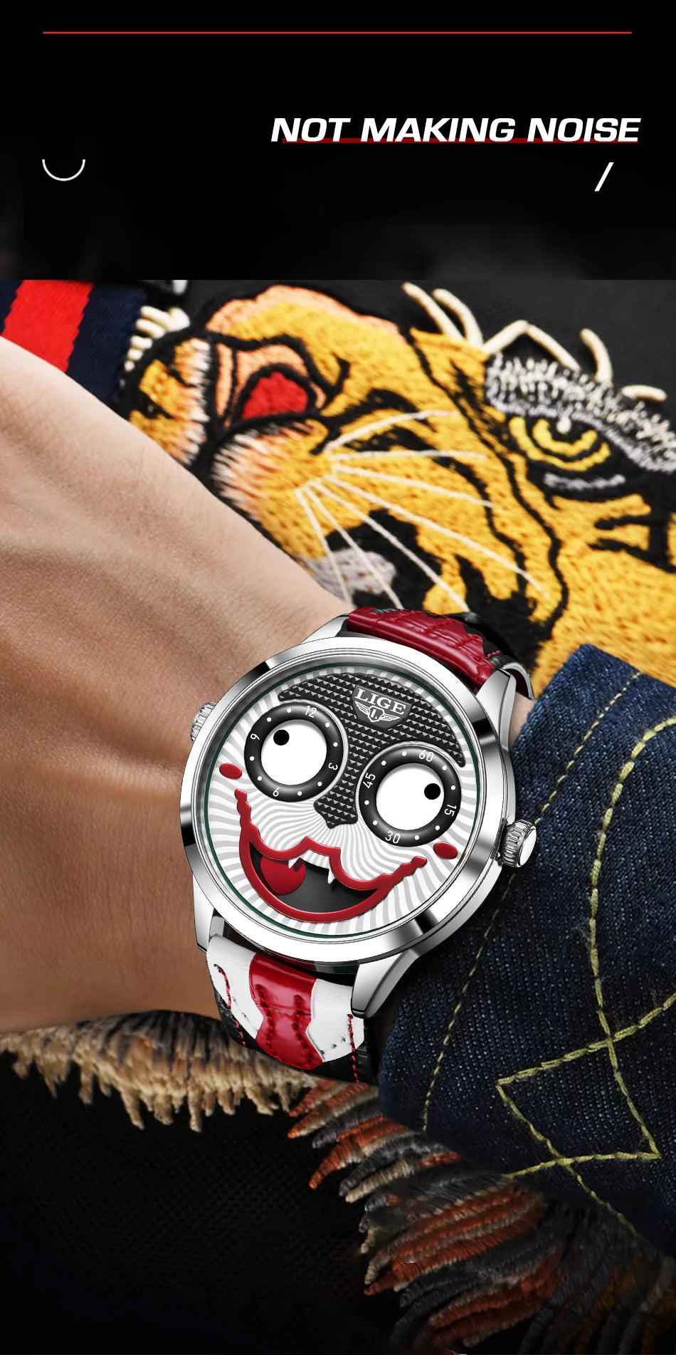 DRAVEN — Joker Spirit –  Men’s Creative Watch with Leather Strap & Waterproof Design