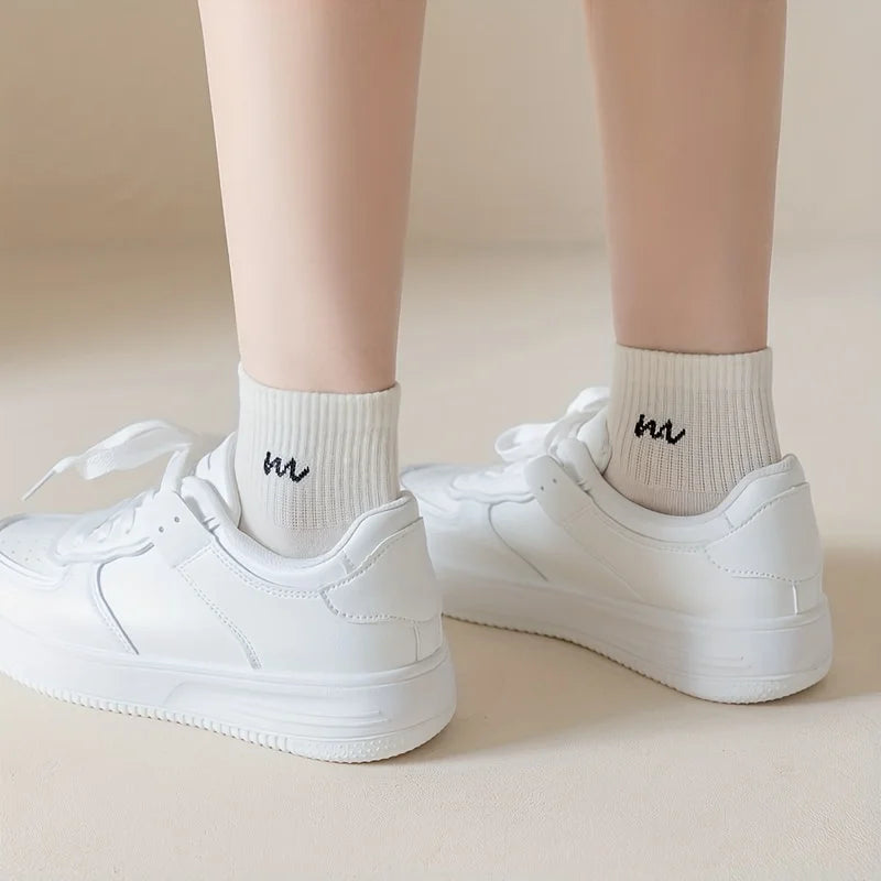 DRAVEN — 5 Pairs Letter Print Short Socks – Soft Breathable Design