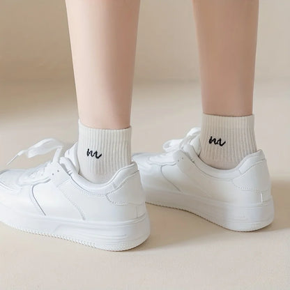 5 Pairs Letter Print Short Socks – Soft Breathable Design
