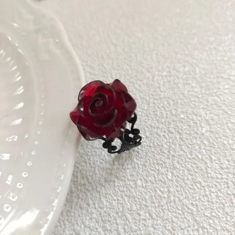 DRAVEN — Punk Gothic Red Rose Ring