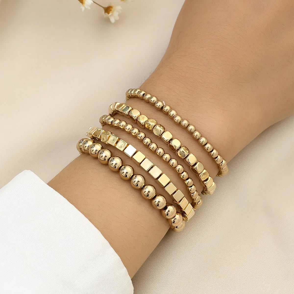 Gold Beaded Charm Bracelet – Elegant Men's Accessory | Accessorio Uomo Elegante