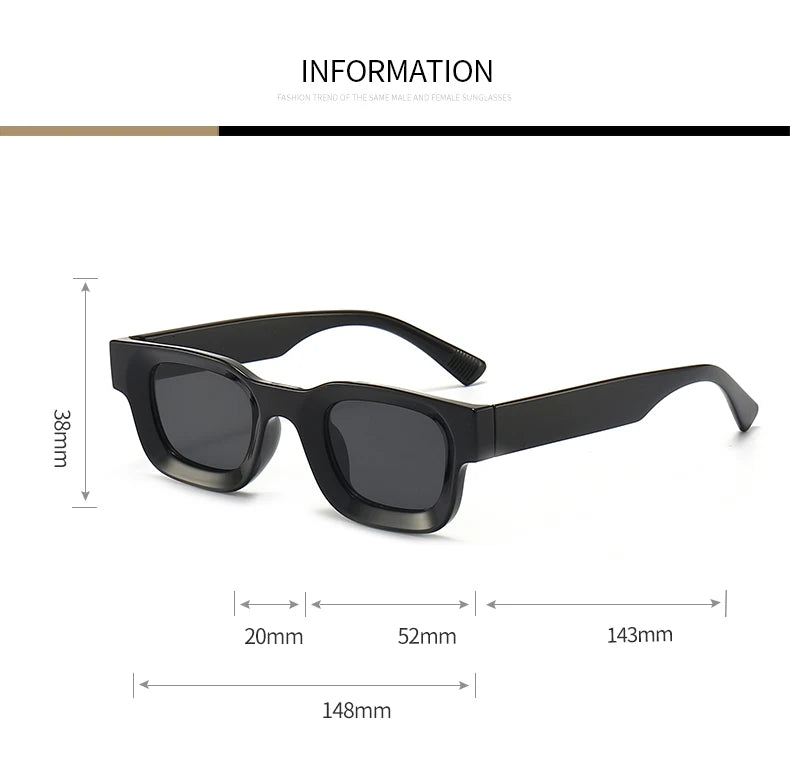 DRAVEN — Small Rectangle Sunglasses – Thick Frame Unisex Design