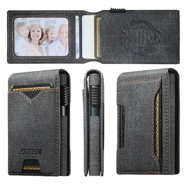 DRAVEN — Automatic Card Ejector Wallet Men Faux Leather Slim Case