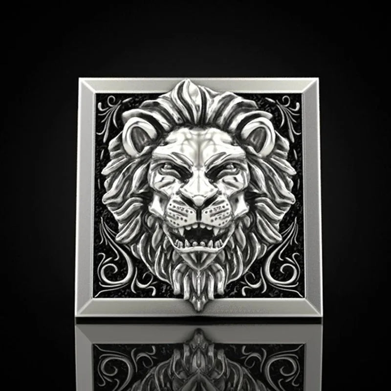 DRAVEN — Retro Lion Head Secret Box Ring