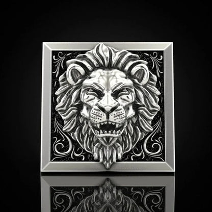 Retro Lion Head Secret Box Ring – Elegant Men's Accessory | Accessorio Uomo Elegante