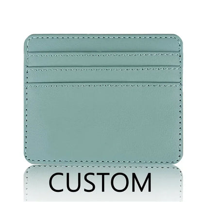 Custom Initials PU Leather Card Holder Slim Design – Elegant Men's Accessory | Accessorio Uomo Elegante