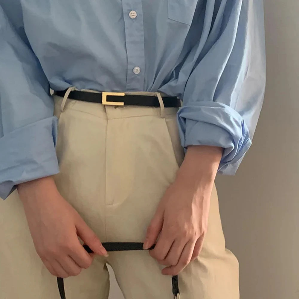 Luxury Leather Knot Belt Women Gold Alloy Buckle – Elegant Men's Accessory | Accessorio Uomo Elegante