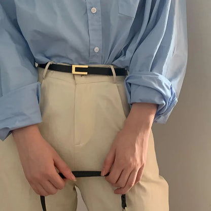 Luxury Leather Knot Belt Women Gold Alloy Buckle – Elegant Men's Accessory | Accessorio Uomo Elegante