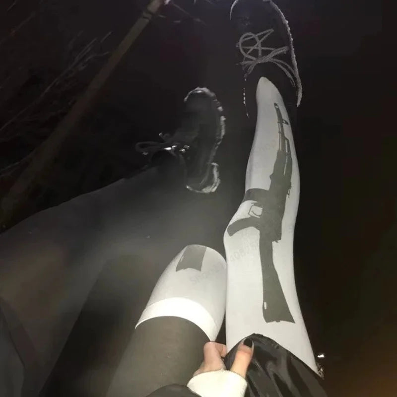 DRAVEN — Y2K Harajuku Long Socks – Punk Letter Print Street Style