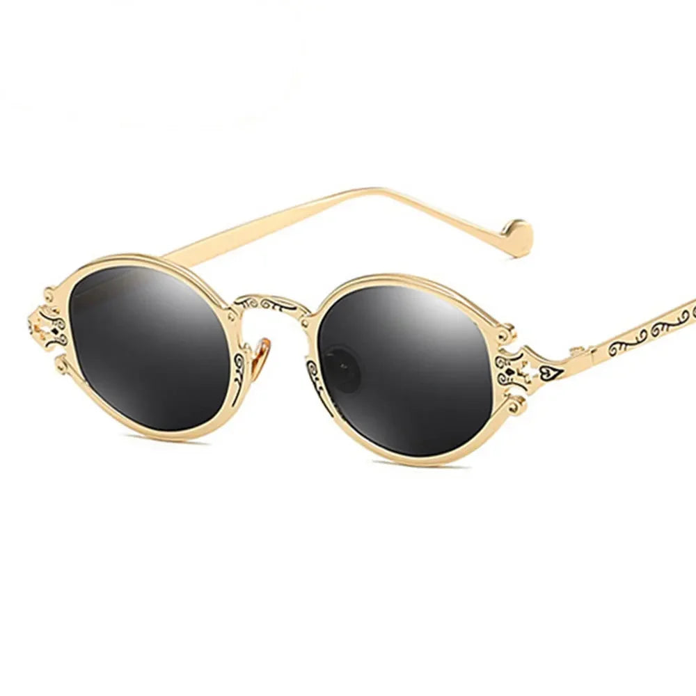 DRAVEN — Gold Metal Sunglasses – Oval Gothic Vintage Design