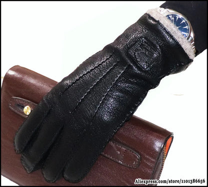 High-End Deerskin Leather Gloves – Unisex Luxury Winter Style