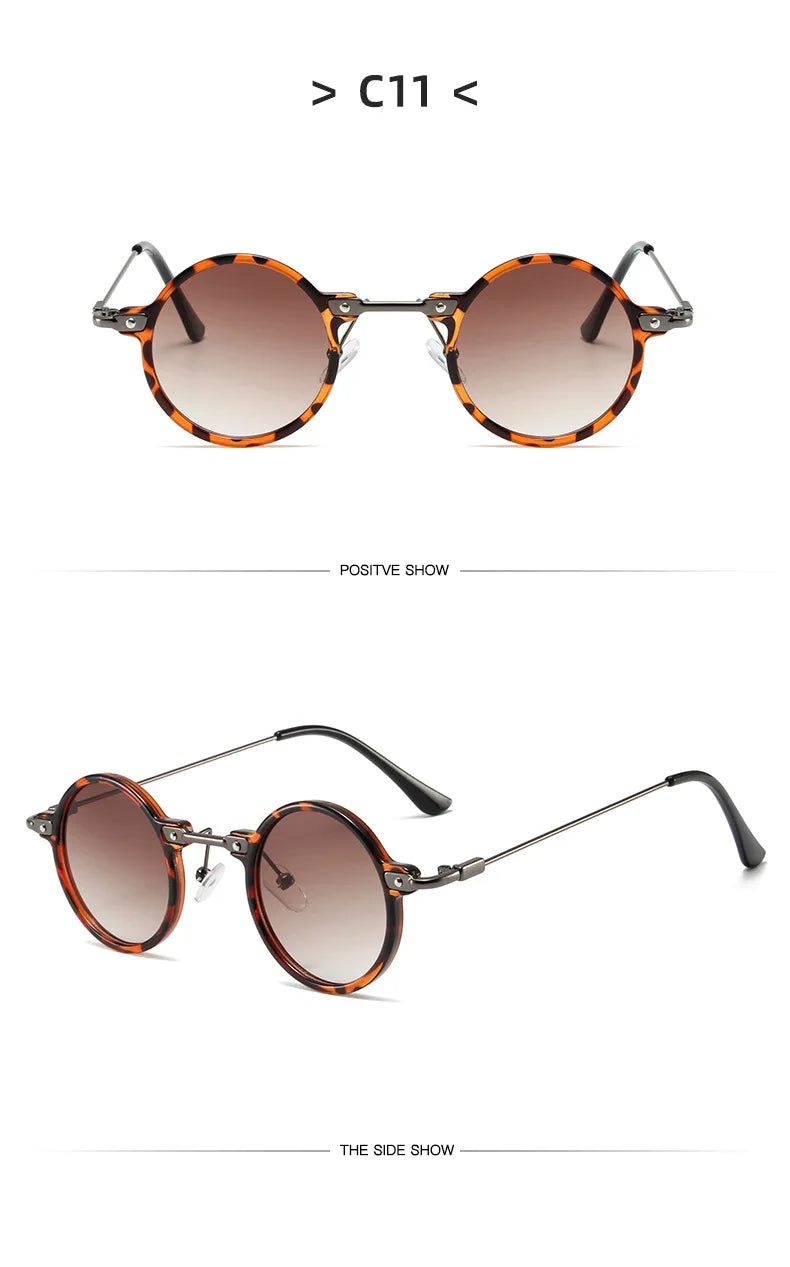 Round Metal Sunglasses – Retro Steampunk Design – Elegant Men's Accessory | Accessorio Uomo Elegante