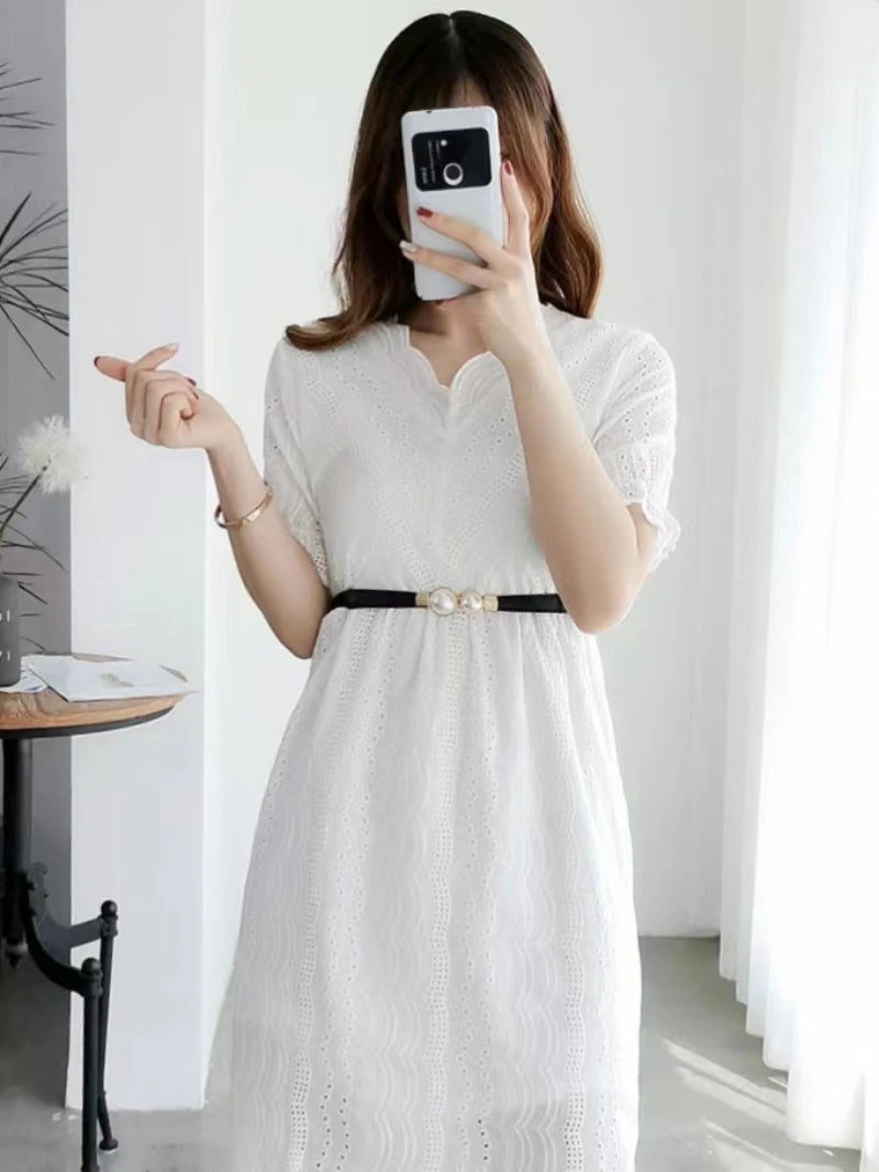 Double Pearl Buckle Belt Women Elegant Thin Design – Elegant Men's Accessory | Accessorio Uomo Elegante