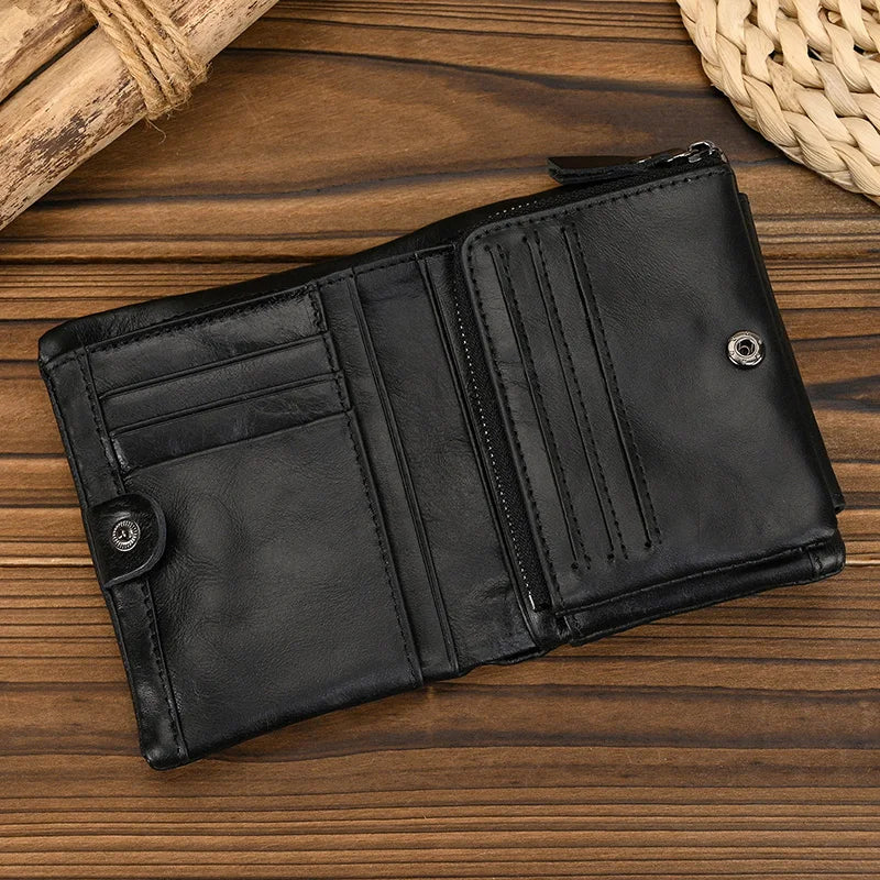 Genuine Leather Short Wallet Men Soft Card Holder – Elegant Men's Accessory | Accessorio Uomo Elegante