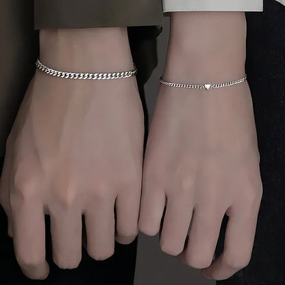Minimalist Silver Couple Bracelet – Elegant Men's Accessory | Accessorio Uomo Elegante