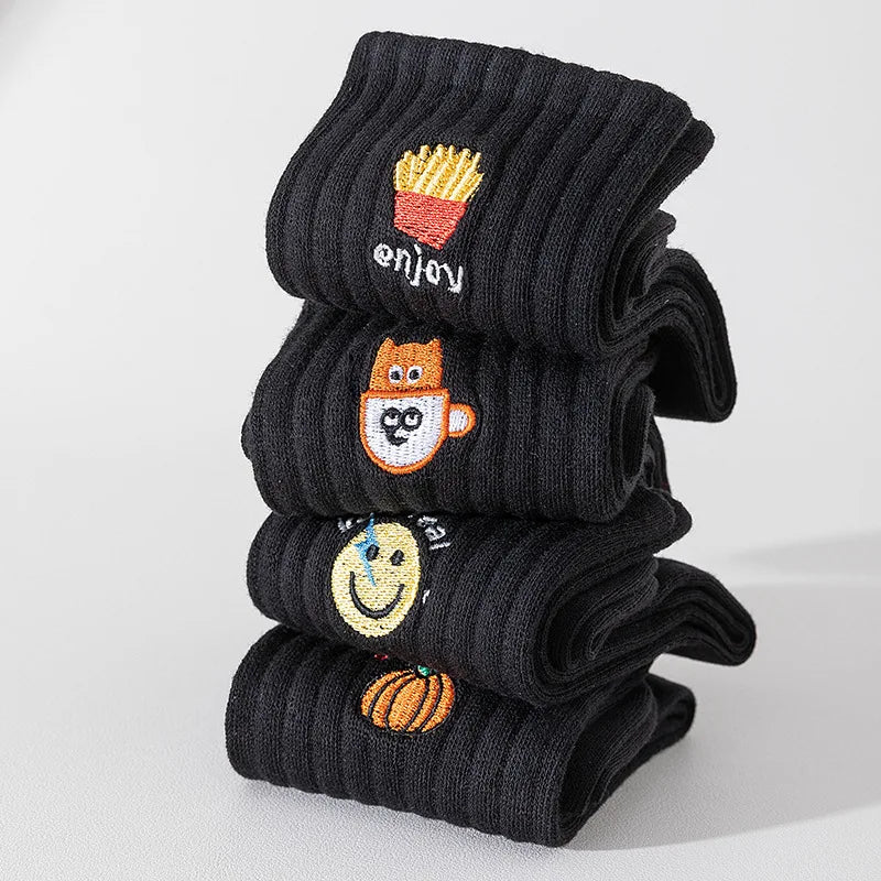 DRAVEN — Cartoon Embroidered Socks – Unisex Harajuku Street Style
