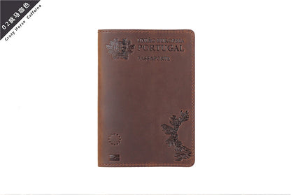 Genuine Leather Portugal Passport Holder Travel Wallet – Elegant Men's Accessory | Accessorio Uomo Elegante