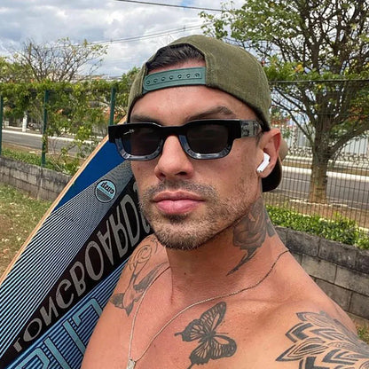 Retro Rectangle Sunglasses – Y2K Designer UV400 Eyewear – Elegant Men's Accessory | Accessorio Uomo Elegante