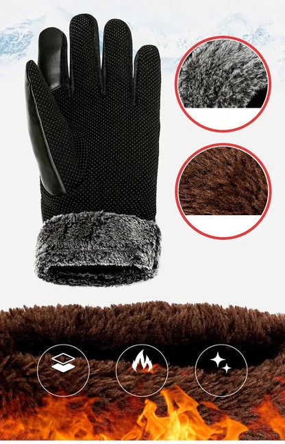 Winter Leather Gloves – Touchscreen Waterproof Design