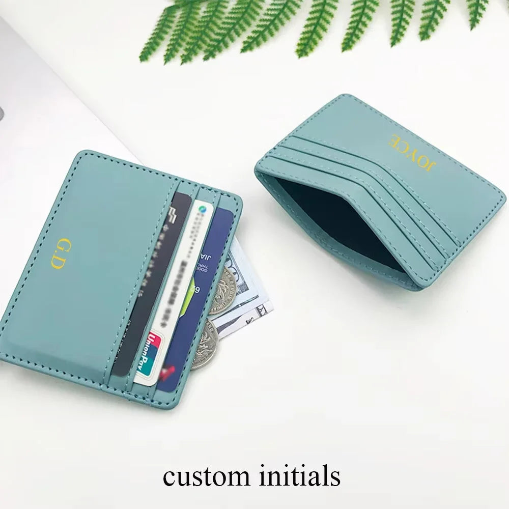 DRAVEN — Custom Initials PU Leather Card Holder Slim Design