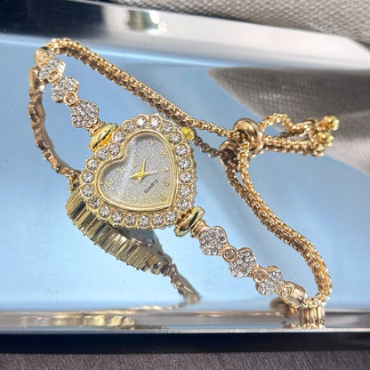 Blooming Heart – Women’s Diamond Flower Watch with Ribbon Strap – Elegant Men's Accessory | Accessorio Uomo Elegante