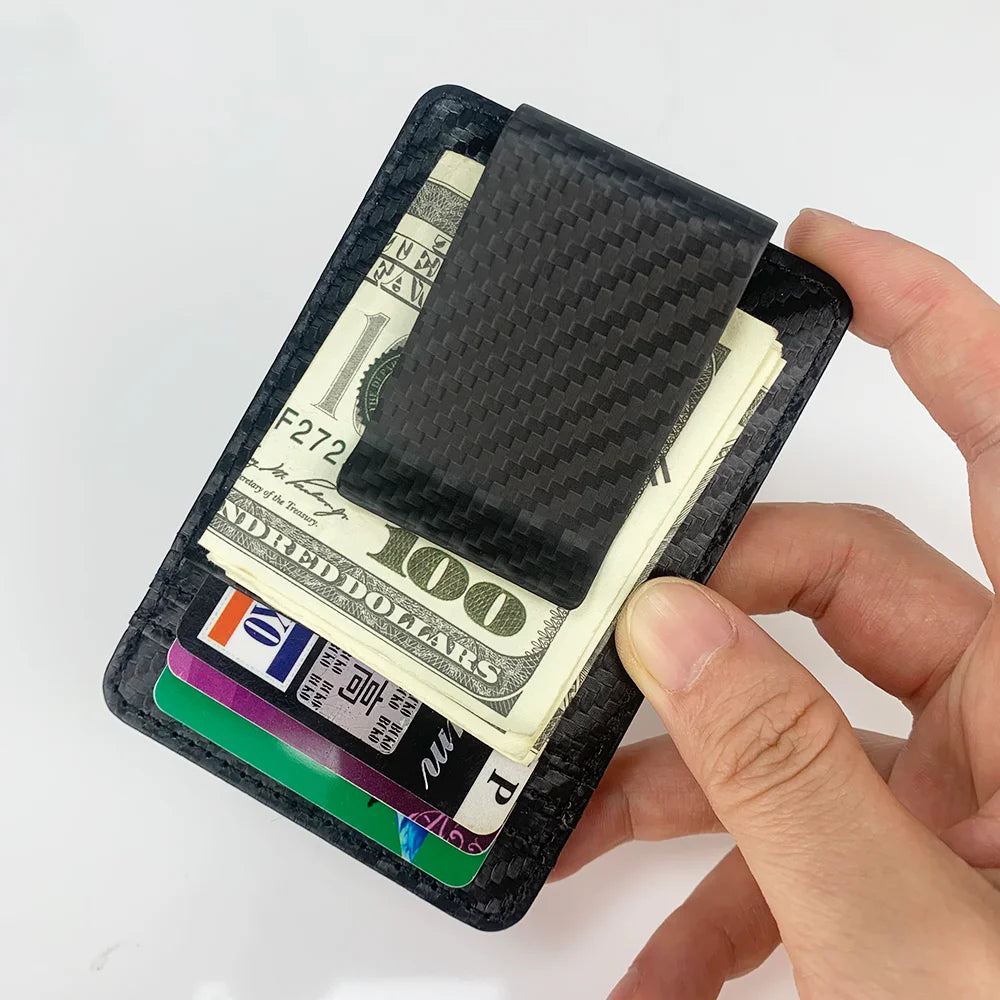 Carbon Fiber Slim Wallet Men 2 in 1 Money Clip Design – Elegant Men's Accessory | Accessorio Uomo Elegante