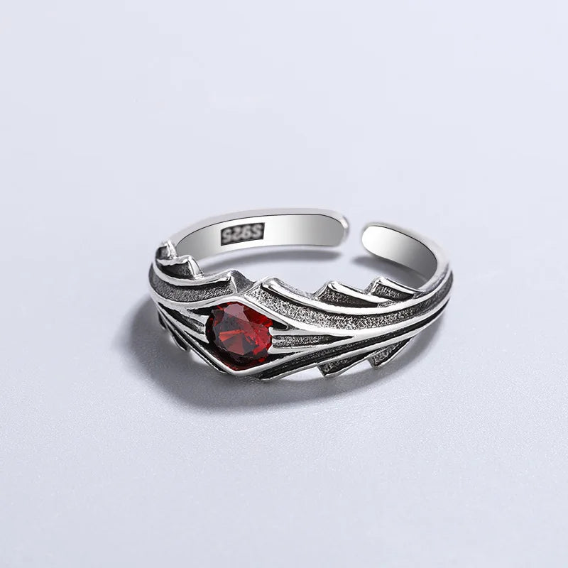 DRAVEN — Luxury Red Zircon Silver Ring