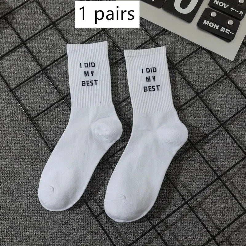 DRAVEN — Unisex Letter Street Socks – White College Style