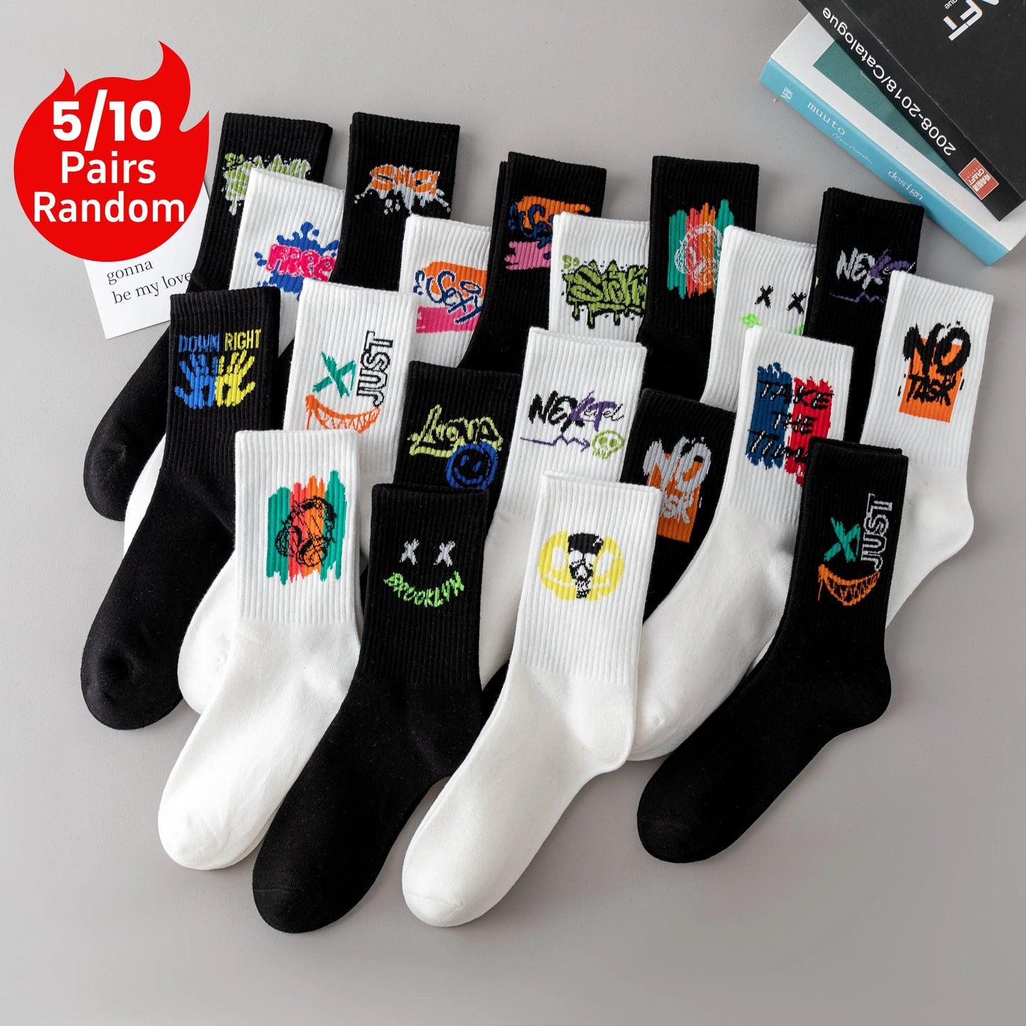 DRAVEN — Men's Graffiti Streetwear Crew Socks – Unique Breathable Design
