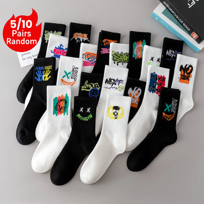 Men's Graffiti Streetwear Crew Socks – Unique Breathable Design