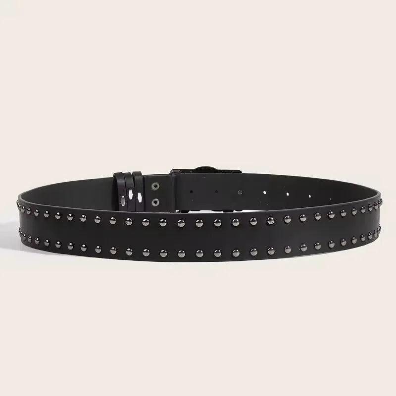 DRAVEN — Punk Skull Rivet Belt Unisex Gothic Black Design