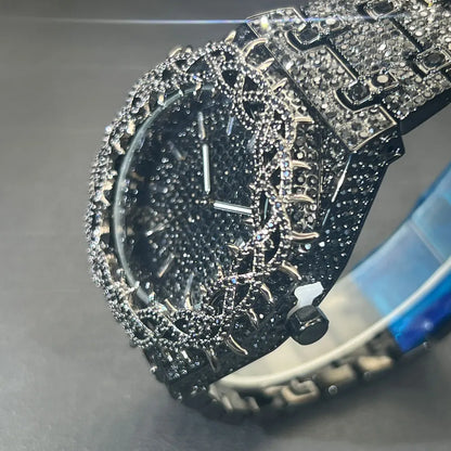 Emerald Bloom – Men’s Green Diamond Watch with Zircon Flower Case – Elegant Men's Accessory | Accessorio Uomo Elegante