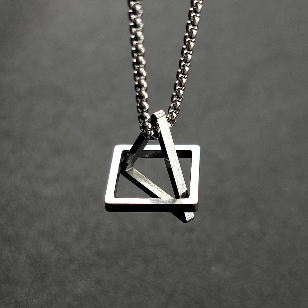 DRAVEN — Geometric Triangle Couple Necklace – Stainless Steel Jewelry for Men and Women