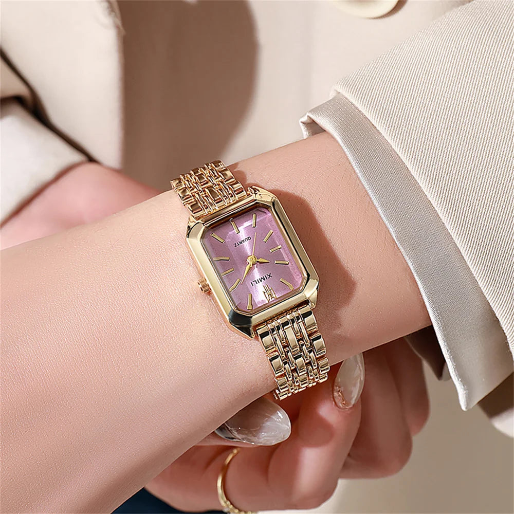 DRAVEN — Women’s Square Gold Watch – Elegant Quartz & Stainless Steel