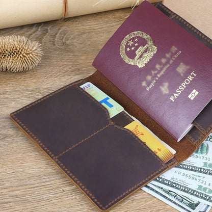 Genuine Leather Passport Wallet Unisex Vintage Cowhide – Elegant Men's Accessory | Accessorio Uomo Elegante